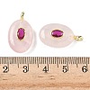Natural Rose Quartz & Cubic Zirconia Pendants X-G-Z076-01G-20-3