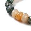 Natural Topaz Jade and Natural Moss Agate Beaded Stretch Bracelets for Women Men BJEW-C081-04-3