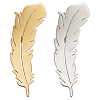 HOBBIESAY 2Pcs 2 Colors 201 Stainless Steel Feather Lapel Pin JEWB-HY0001-29-1