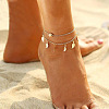 Ethnic Style Alloy Leaf Tassel Double Layered Anklets for Women FS-WG91AE1-01-2