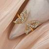 Butterfly Clear Cubic Zirconia Cuff Ring RJEW-SZ0001-13-3