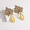 304 Stainless Steel Glass Stud Earrings for Women EJEW-M095-11G-02-1