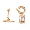 Brass Pave Clear Cubic Zirconia Toggle Clasps KK-E068-VC183-2