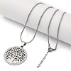 304 Stainless Steel Flat Round with Tree of Life Pendant Necklaces NJEW-S007-16P-3