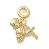 Brass Micro Pave Clear Cubic Zirconia European Dangle Charms KK-D431-033D-G-1