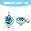 HOBBIESAY 30Pcs 15 Colors Trendy Original Color 304 Stainless Steel Grade A Rhinestone Flat Round Charm Pendants RB-HY0001-04-2