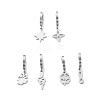 Non-Tarnish 3 Pair 3 Style Star & Clover & Snake & Infinity 304 Stainless Steel Asymmetrical Earrings EJEW-B020-14P-1