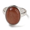 Synthetic Goldstone Oval Adjustable Rings RJEW-K371-07S-13-3