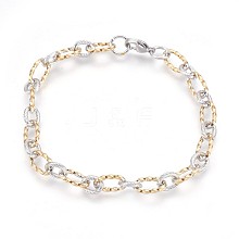 304 Stainless Steel Figaro Chain Bracelets BJEW-P237-24GP