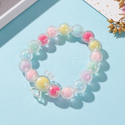 Transparent Acrylic Beads Stretch Bracelets for Kids BJEW-JB05862-1