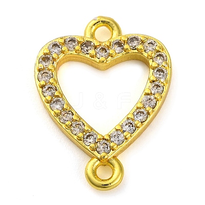 Brass Micro Pave Clear Cubic Zirconia Heart Links Connector Charms KK-A230-03A-G-1