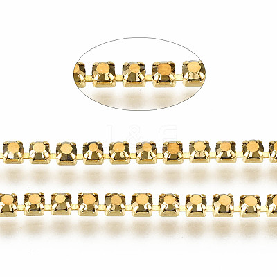 Electroplate Brass Rhinestone Strass Chains CHC-T006-SS6.5-01G-1