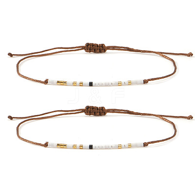 2Pcs Adjustable Glass Seed Bead Bracelets UW8577-1-1