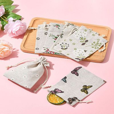 24Pcs 6 Colors Polycotton(Polyester Cotton) Packing Pouches Drawstring Bags ABAG-FS0001-12-1