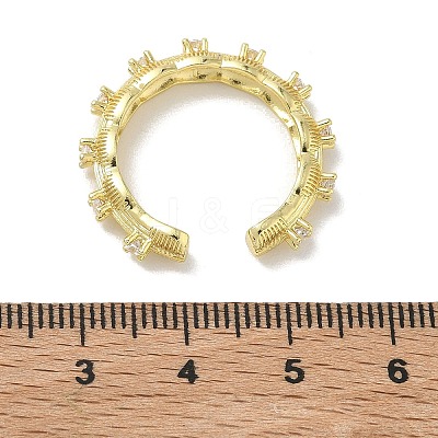 Brass Micro Pave Cubic Zirconia Cuff Open Rings RJEW-C163-12G-1
