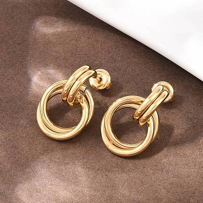 304 Stainless Steel Twist Ring Stud Earrings X-EJEW-P324-05G-1