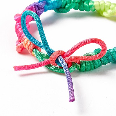 Colorful Polyester Braided Cord Bracelet BJEW-B065-05-1