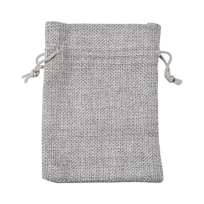 Polyester Imitation Burlap Packing Pouches Drawstring Bags ABAG-R005-14x10-04-1