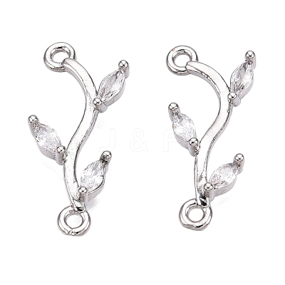 Brass Clear Cubic Zirconia Branch Links Connectors X-KK-S359-156P-RS-1