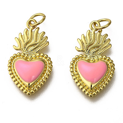 Golden Tone Brass Enamel Pendants X-KK-K750-01G-C-1