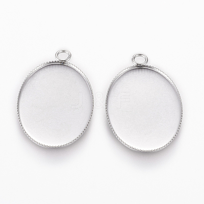 Tarnish Resistant 304 Stainless Steel Pendant Cabochon Settings STAS-L195-11A-1