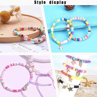 Flat Round Handmade Polymer Clay Beads CLAY-R067-8.0mm-25-1