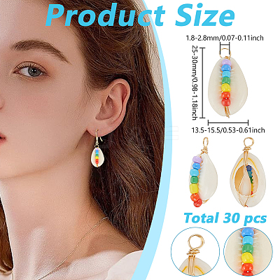 30Pcs Natural Cowrie Shell Pendants FIND-ME0002-51-1