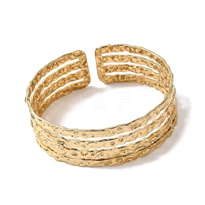 Hammered 304 Stainless Steel Cuff Bangles LS-BJEW-H635-03G-1