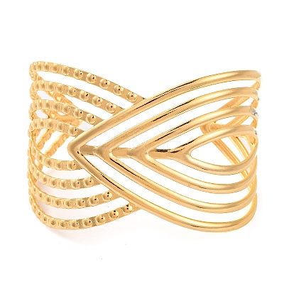 304 Stainless Steel Open Cuff Bangles for Women LS-BJEW-G711-01G-G-1