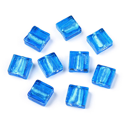 Handmade Silver Foil Lampwork Beads FOIL-S006-12x12mm-08-1