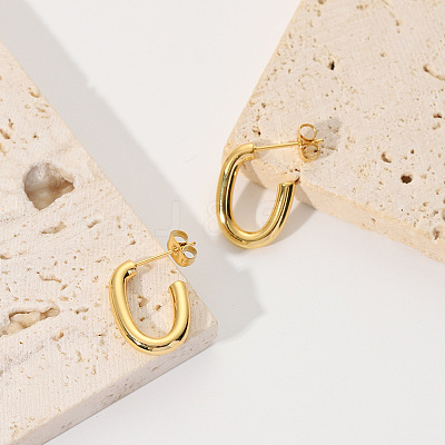 Oval 304 Stainless Steel Stud Earrings RS0280-1