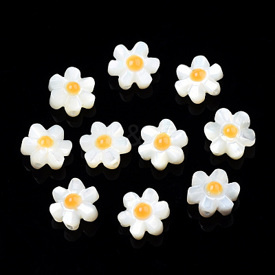Natural White Shell Enamel Beads SSHEL-N034-125B-01-1
