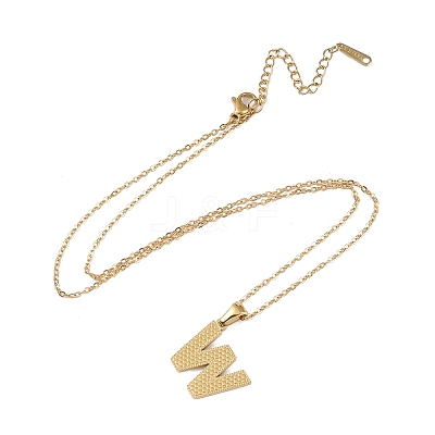 Ion Plating(IP) Initial Letter 304 Stainless Steel Pendant Necklaces NJEW-M199-01G-W-1