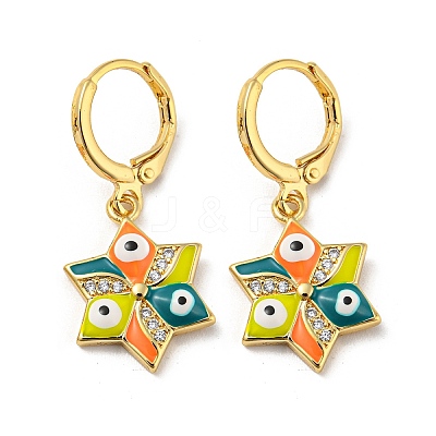 Golden Brass Dangle Leverback Earrings EJEW-A033-19G-05-1