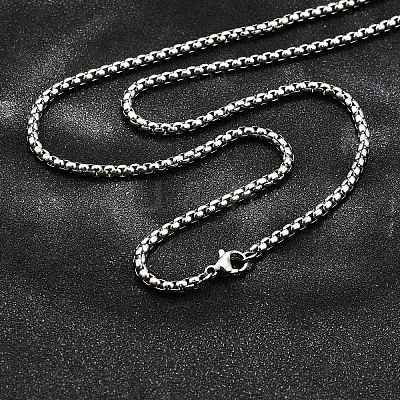 Non-Tarnish 304 Stainless Steel Box Chain Necklaces NJEW-O110-05I-P-1