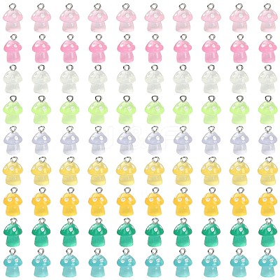 45Pcs 9 Colors Luminous Translucent Resin Pendants RESI-CJ0003-23-1