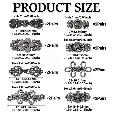 16 Pairs 8 Style Alloy Adjustable Jean Button Pins DIY-TA0013-01B-1