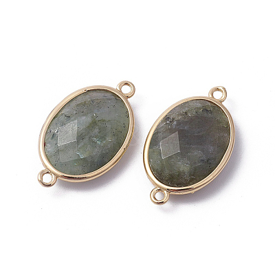 Golden Tone Brass Natural Labradorite Links connectors X-G-F339-A15-1