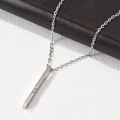 304 Stainless Steel Cubic Zirconia Pendant Necklaces NJEW-P167-24P-1
