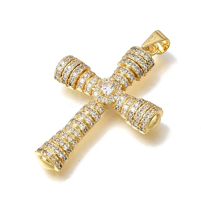 Brass Micro Pave Clear Cubic Zirconia Pendants CU-CBA9883-05E-G-1