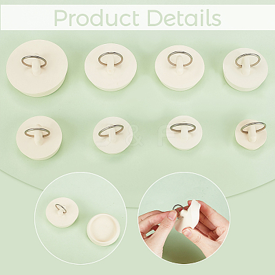 16Pcs 8 Style Rubber Drain Stoppers AJEW-GA0006-83-1