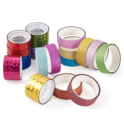 22Roll 2 Styles Laser Shining Bopp PET Plastic Scrapbook Decorative Adhesive Tapes AJEW-TA0002-10-1