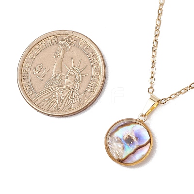 Natural Paua Shell Pendant Necklaces NJEW-JN05141-06-1