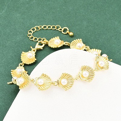 Brass Link Chain Bracelets for Women BJEW-A090-07B-G-1