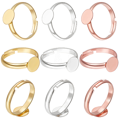 60Pcs 3 Colors Adjustable Brass Finger Rings Components KK-BBC0005-39-1