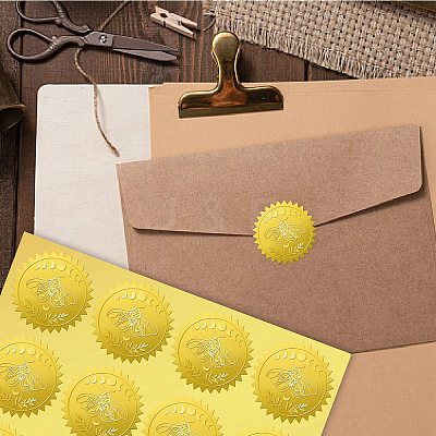 34 Sheets Self Adhesive Gold Foil Embossed Stickers DIY-WH0509-054-1