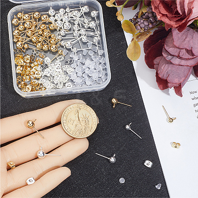 60Pcs 6 Styles 304 Stainless Steel Stud Earring Findings STAS-BBC0008-94-1