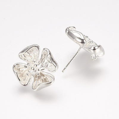 Rack Plating Brass Stud Earring Findings KK-P105-49S-1