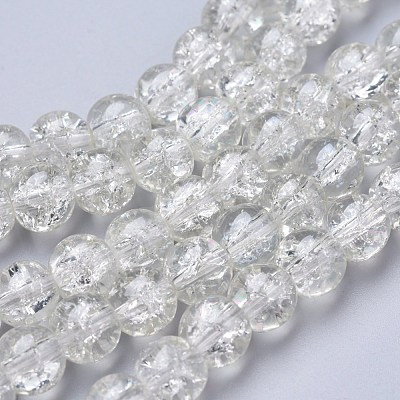 Spray Painted Crackle Glass Beads Strands CCG-Q001-8mm-01-1