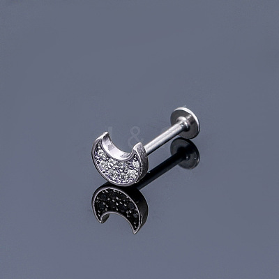 316L Surgical Stainless Steel Micro Pave Clear Cubic Zirconia Cartilage Earrings WGEC19D-11-1